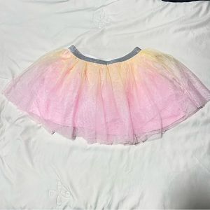 Yellow & Pink Tulle Tutu Girls Skirt with Silver Glitter Waistband | BTWEEN
